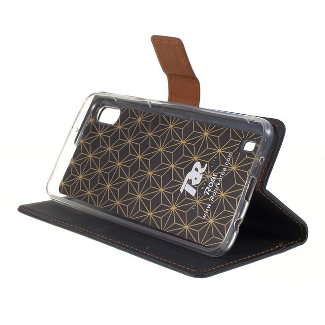 Roar Korea - Samsung Galaxy A10 Handy Hülle - Case aus Leder/Stoff - mit Köpermuster - schwarz
