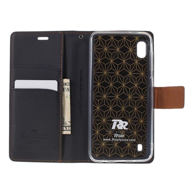 Roar Korea - Samsung Galaxy A10 Handy Hülle - Case aus Leder/Stoff - mit Köpermuster - schwarz