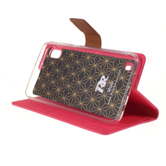 Roar Korea - Samsung Galaxy A10 Handy Hülle - Case aus Leder/Stoff - mit Köpermuster - rosa