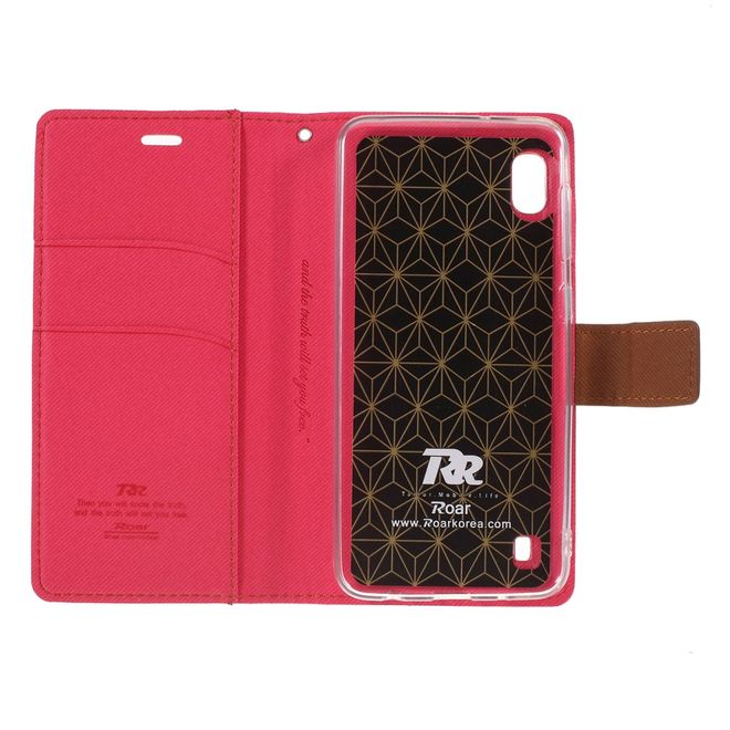 Roar Korea - Samsung Galaxy A10 Handy Hülle - Case aus Leder/Stoff - mit Köpermuster - rosa