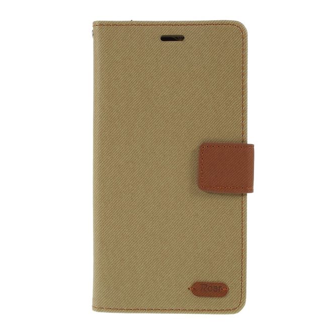 Roar Korea - Samsung Galaxy A10 Handy Hülle - Case aus Leder/Stoff - mit Köpermuster - khakifarben