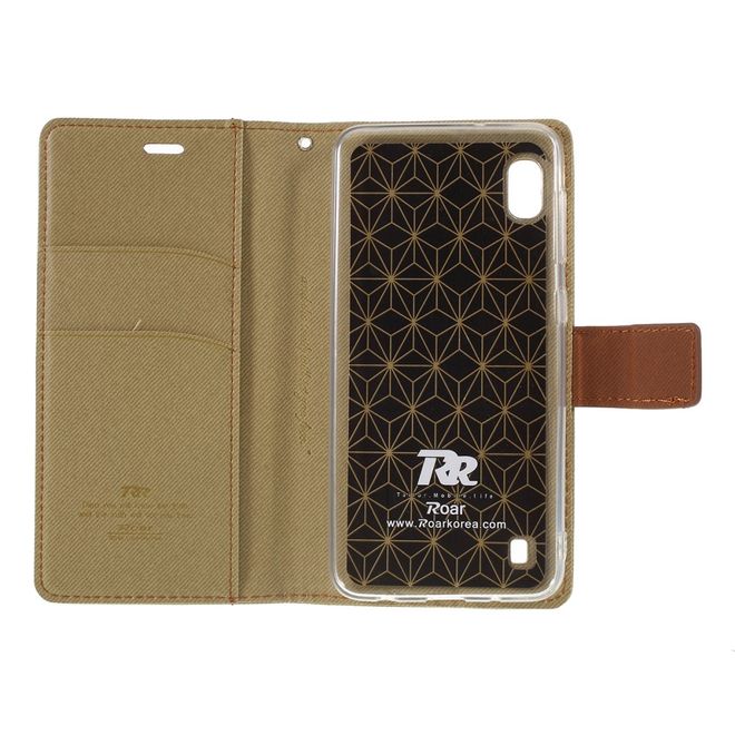 Roar Korea - Samsung Galaxy A10 Handy Hülle - Case aus Leder/Stoff - mit Köpermuster - khakifarben