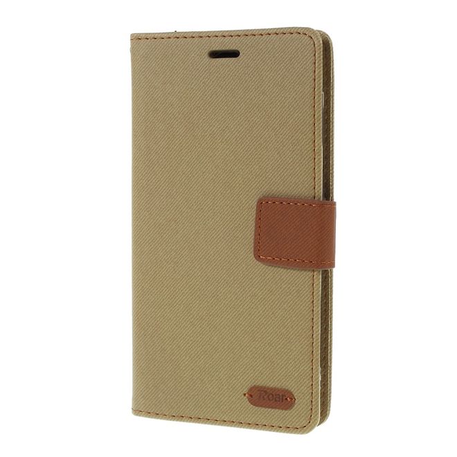 Roar Korea - Samsung Galaxy A10 Handy Hülle - Case aus Leder/Stoff - mit Köpermuster - khakifarben