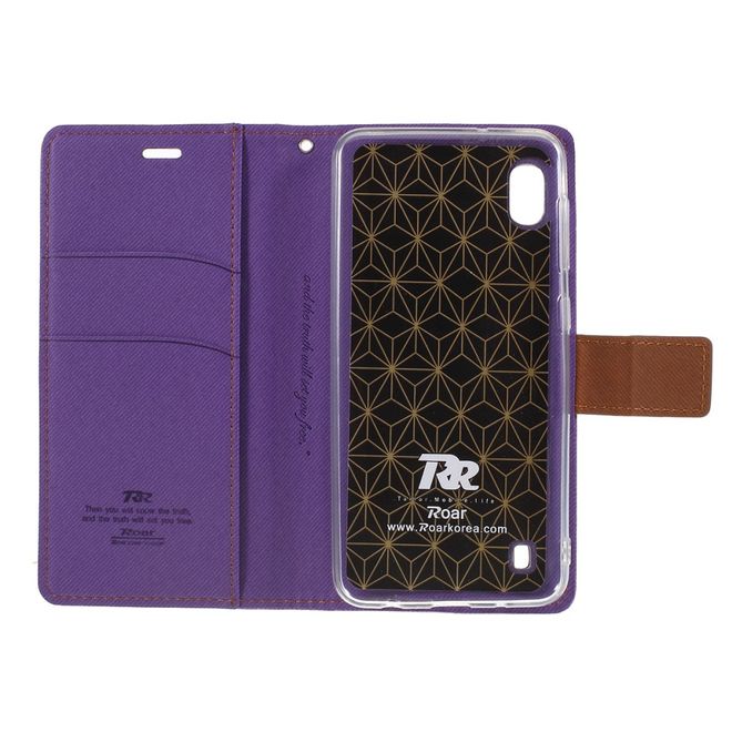 Roar Korea - Samsung Galaxy A10 Handy Hülle - Case aus Leder/Stoff - mit Köpermuster - purpur