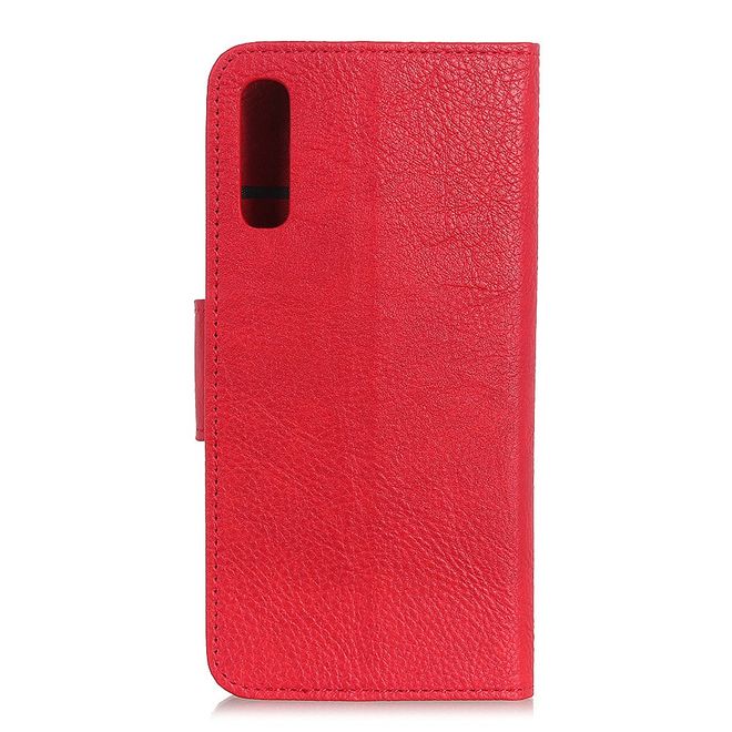 Sony Xperia 10 II Handy Hülle - Litchi Leder Bookcover Series - rot