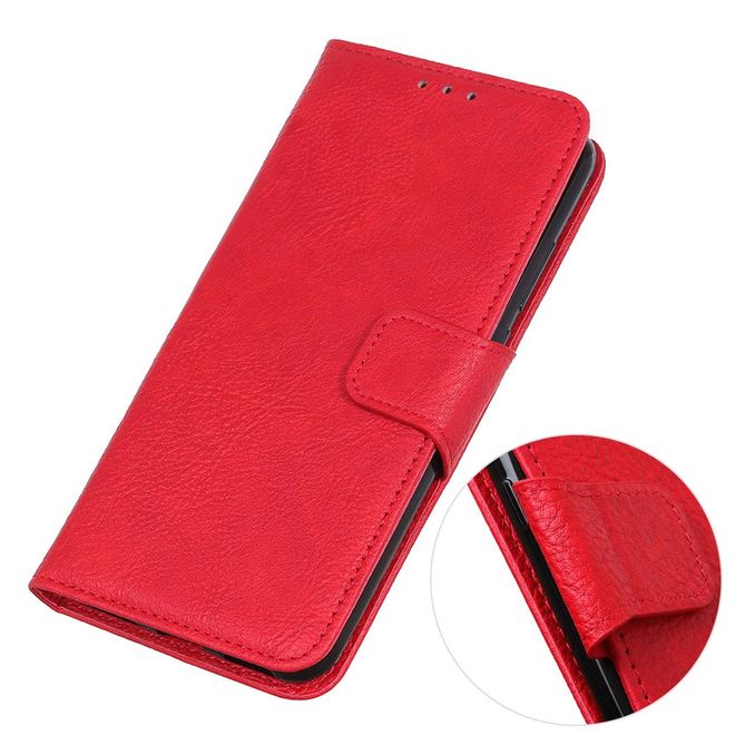 Sony Xperia 10 II Handy Hülle - Litchi Leder Bookcover Series - rot