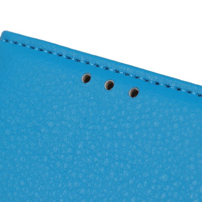 Sony Xperia 10 II Handy Hülle - Litchi Leder Bookcover Series - blau