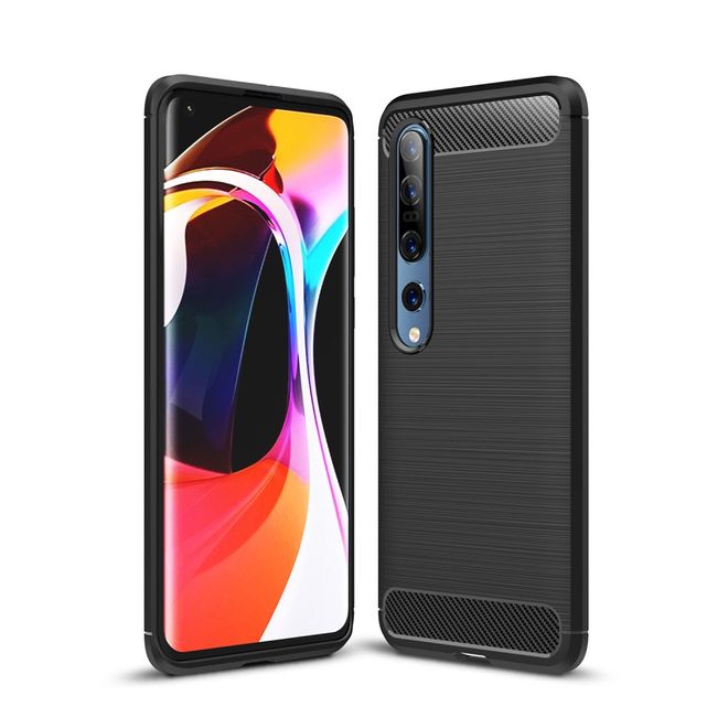 Xiaomi Mi 10 / Mi 10 Pro Handyhülle - Carbon Fiber TPU Softcase Series - schwarz