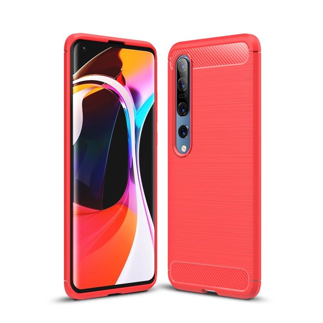 Xiaomi Mi 10 / Mi 10 Pro Handyhülle - Carbon Fiber TPU Softcase Series - rot