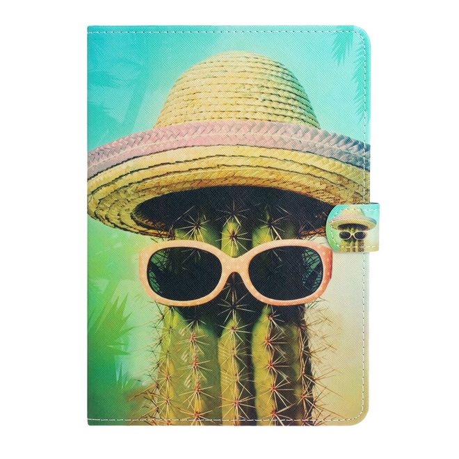 Samsung Galaxy Tab S6 Lite Tablet Hülle - Case aus Leder - Kaktus mit Brille