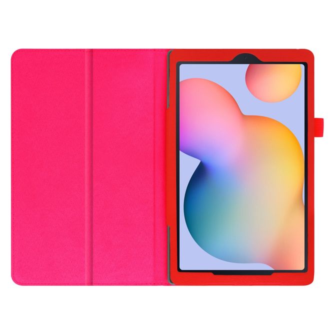 Samsung Galaxy Tab S6 Lite Hülle - Litchi Leder Bookcover - rot