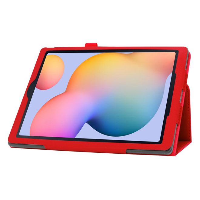 Samsung Galaxy Tab S6 Lite Hülle - Litchi Leder Bookcover - rot