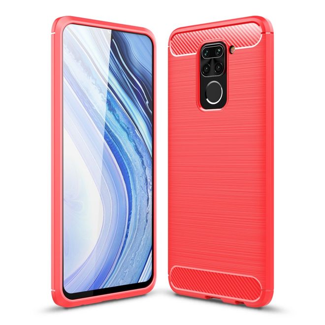 Xiaomi Redmi Note 9 Handyhülle - Carbon Fiber TPU Softcase Series - rot