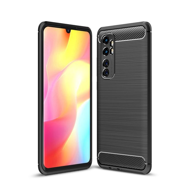 Xiaomi Mi Note 10 Lite Handyhülle - Carbon Fiber TPU Softcase Series - schwarz