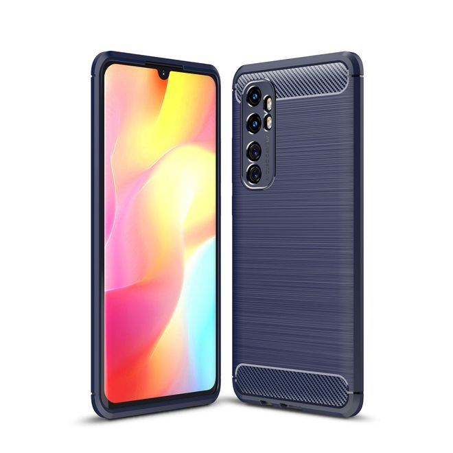 Xiaomi Mi Note 10 Lite Handyhülle - Carbon Fiber TPU Softcase Series - blau