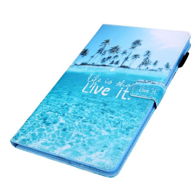 Samsung Galaxy Tab A 8.4 (2020) Hülle - Smart Kunstleder Case - mit Standfunktion - Beach und Palmen