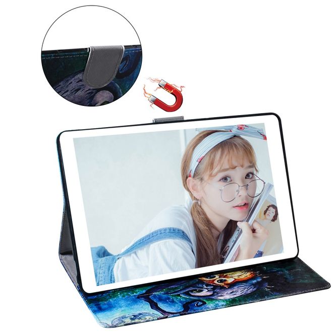 Samsung Galaxy Tab A 8.4 (2020) Hülle - Smart Kunstleder Case - mit Standfunktion - düstere Eulen