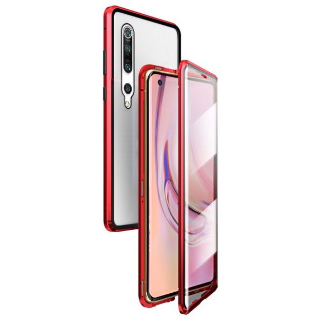 Xiaomi Mi 10 Pro Hülle - 360 Grad PanzerGlas Alu Case mit Magnet-Technologie - rot