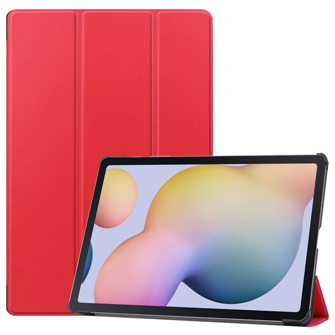 Samsung Galaxy Tab S7+ Hülle - Dreifach faltbares Leder Case - rot