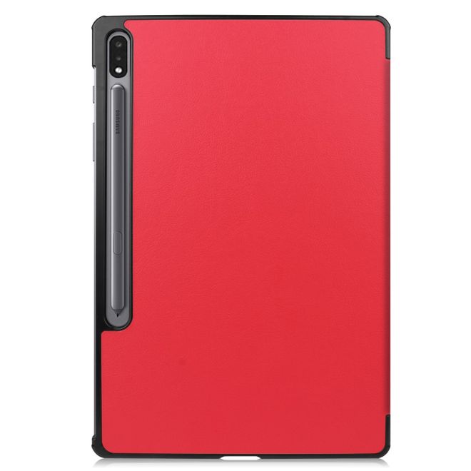 Samsung Galaxy Tab S7+ Hülle - Dreifach faltbares Leder Case - rot