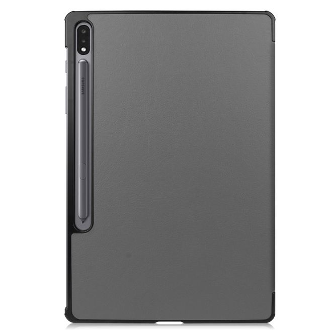 Samsung Galaxy Tab S7+ Hülle - Dreifach faltbares Leder Case - grau