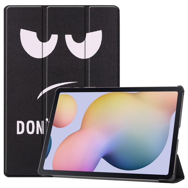 Samsung Galaxy Tab S7+ Hülle - Dreifach faltbares Case aus Leder - böser Smiley