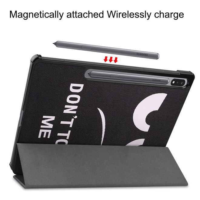 Samsung Galaxy Tab S7+ Hülle - Dreifach faltbares Case aus Leder - böser Smiley