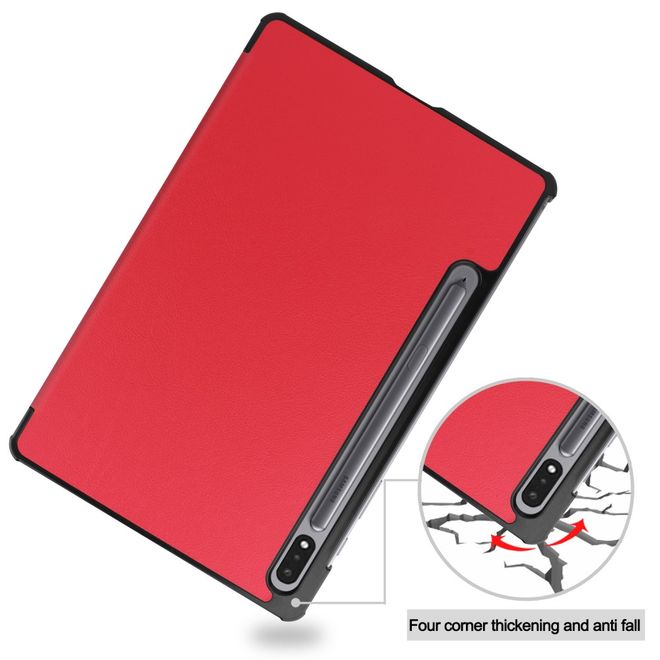 Samsung Galaxy Tab S7 Hülle - Dreifach faltbares Leder Case - rot