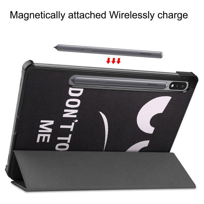 Samsung Galaxy Tab S7 Hülle - Dreifach faltbares Case aus Leder - böser Smiley