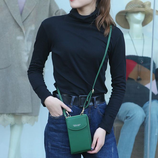 Universelle Crossbody Handy Clutch mit Extrafach - schwarz