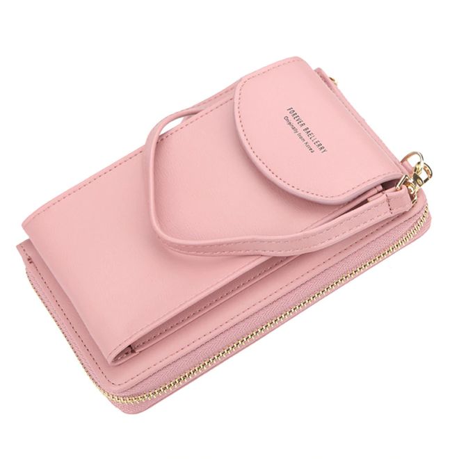 Universelle Crossbody Handy Clutch mit Extrafach - pink