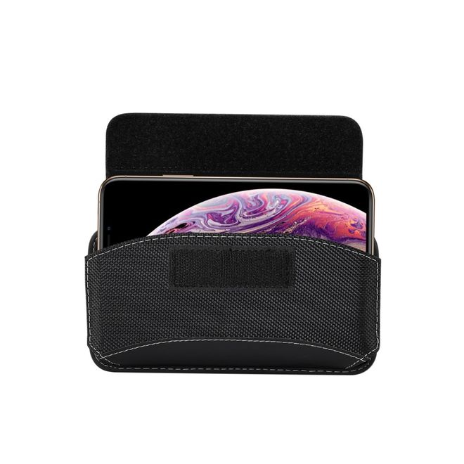 Universelles Oxford Stoff Etui mit Gürtelclip - Smartphones bis 5.2 Zoll - schwarz