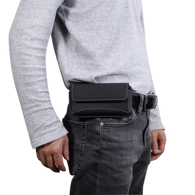 Universelles Oxford Stoff Etui mit Gürtelclip - Smartphones bis 5.2 Zoll - schwarz