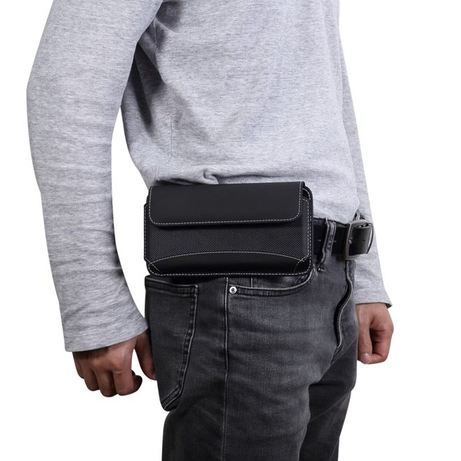 Universelles Oxford Stoff Etui mit Gürtelclip - Smartphones bis 6.5 Zoll - schwarz