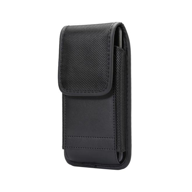 Universelles Oxford Stoff Etui mit Gürtelclip - Handys bis 6.3 Zoll - schwarz