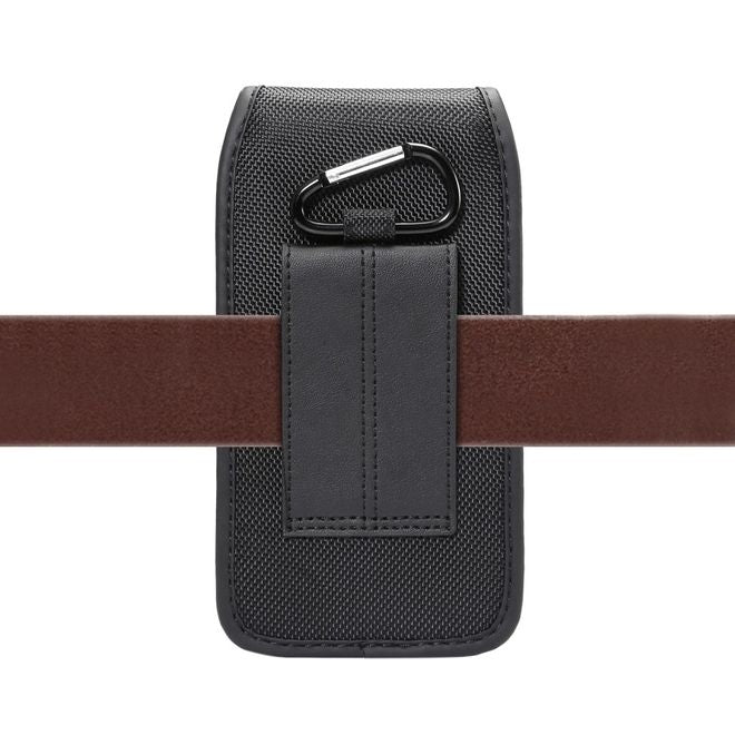 Universelles Oxford Stoff Etui mit Gürtelclip - Handys bis 6.3 Zoll - schwarz