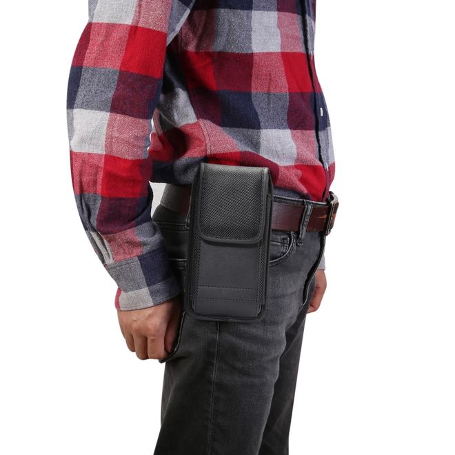 Universelles Oxford Stoff Etui mit Gürtelclip - Handys bis 6.3 Zoll - schwarz