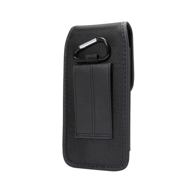 Universelles Oxford Stoff Etui mit Gürtelclip - Handys bis 6.3 Zoll - schwarz