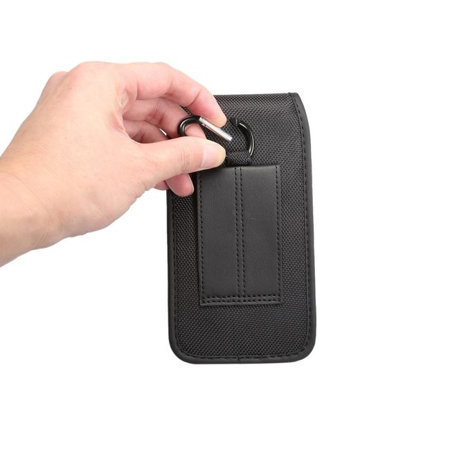 Universelles Oxford Stoff Etui mit Gürtelclip - Handys bis 6.3 Zoll - schwarz