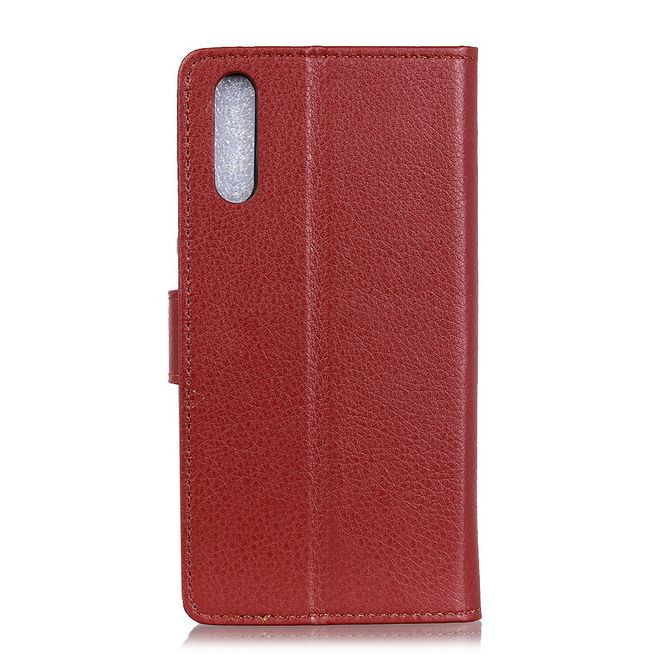 Sony Xperia 5 II Handy Hülle - Litchi Leder Bookcover Series - braun