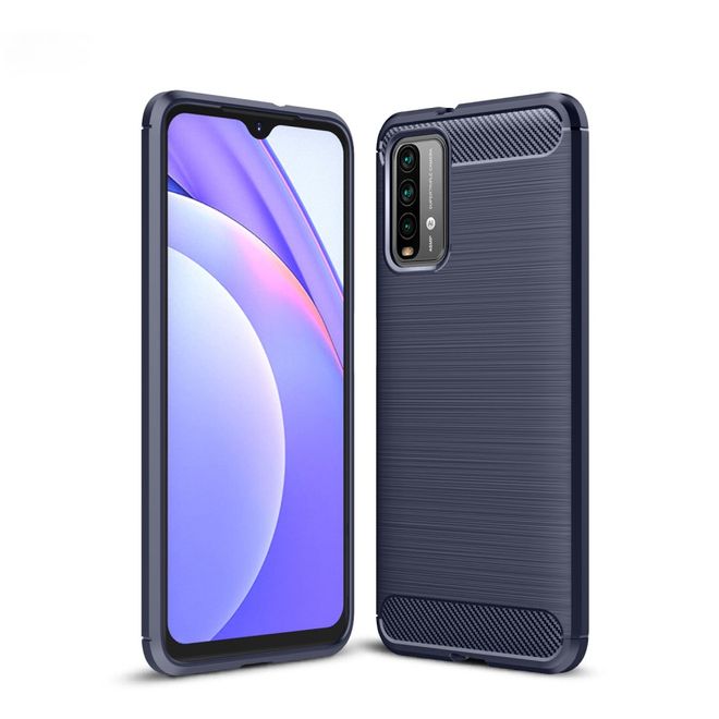 Xiaomi Poco M3 Handyhülle - Carbon Fiber TPU Softcase Series - blau