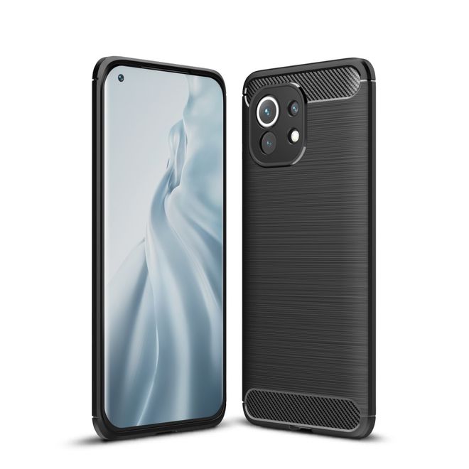Xiaomi Mi 11 Handyhülle - Carbon Fiber TPU Softcase Series - schwarz