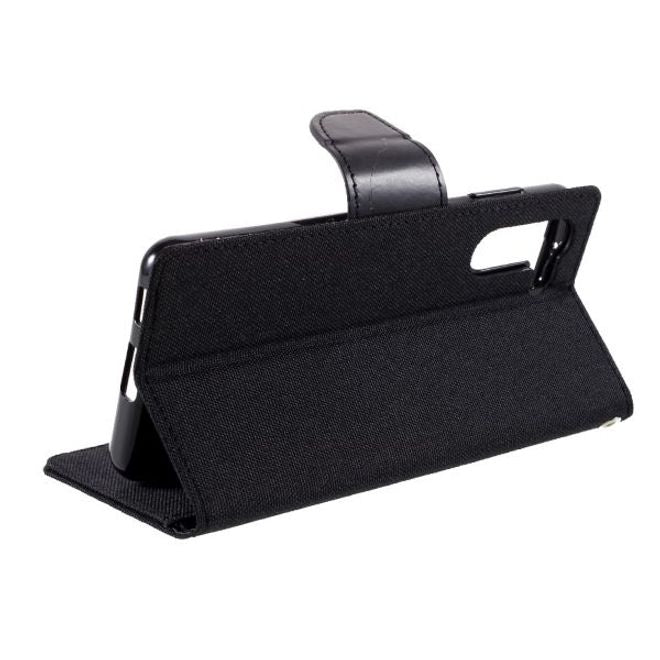 Goospery - Samsung Galaxy S21+ Hülle - Leder/Stoff Case - Canvas Diary Series - schwarz