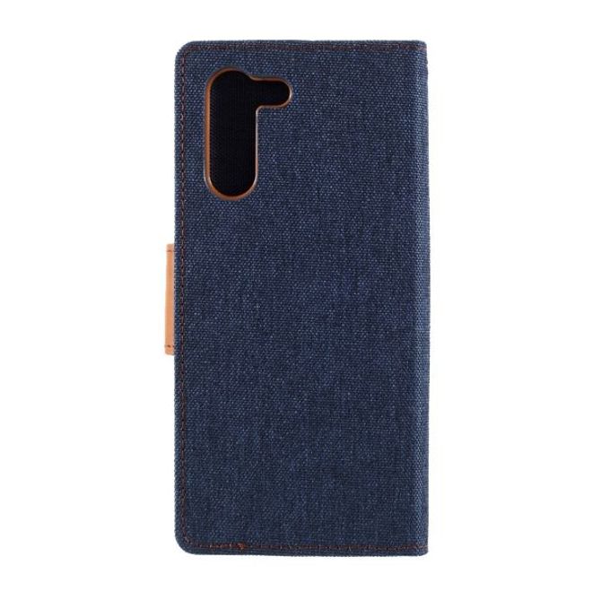 Goospery - Samsung Galaxy S21+ Hülle - Leder/Stoff Case - Canvas Diary Series - navy/camel