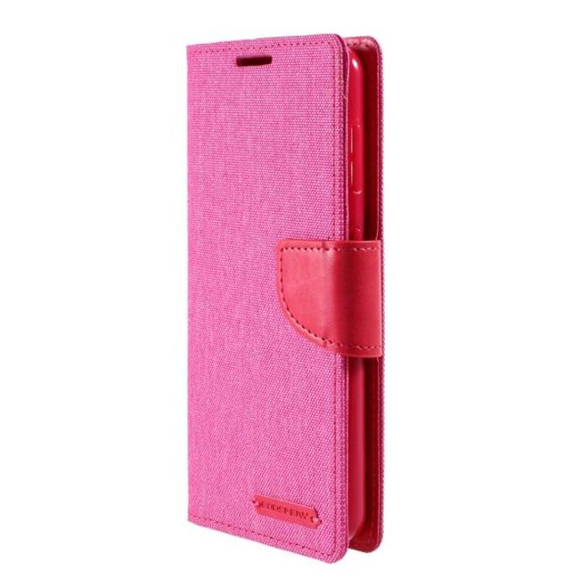 Goospery - Samsung Galaxy S21+ Hülle - Leder/Stoff Case - Canvas Diary Series - pink