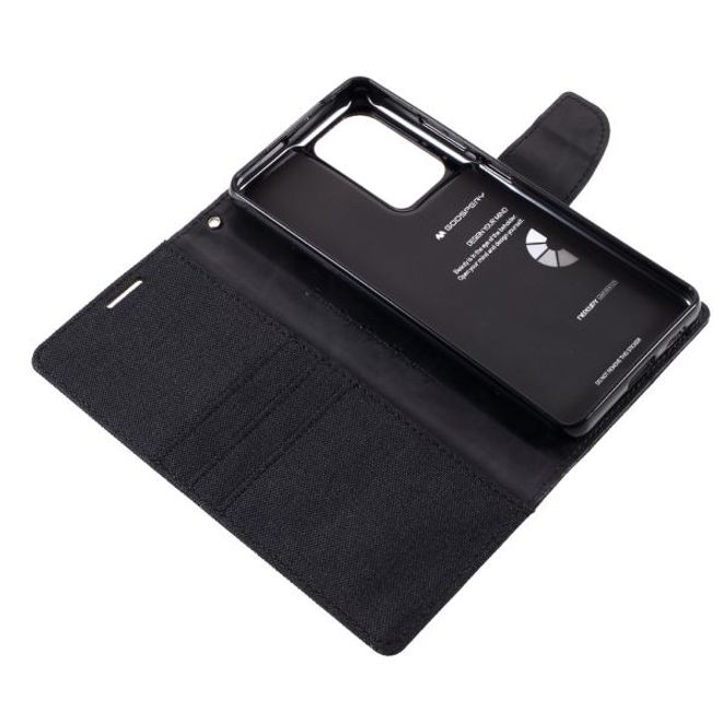 Goospery - Samsung Galaxy S21 Ultra Hülle - Leder/Stoff Case - Canvas Diary Series - schwarz