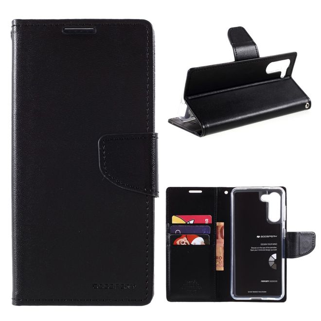 Goospery - Samsung Galaxy S21+ Hülle - Leder Bookcover - Bravo Diary Series - schwarz