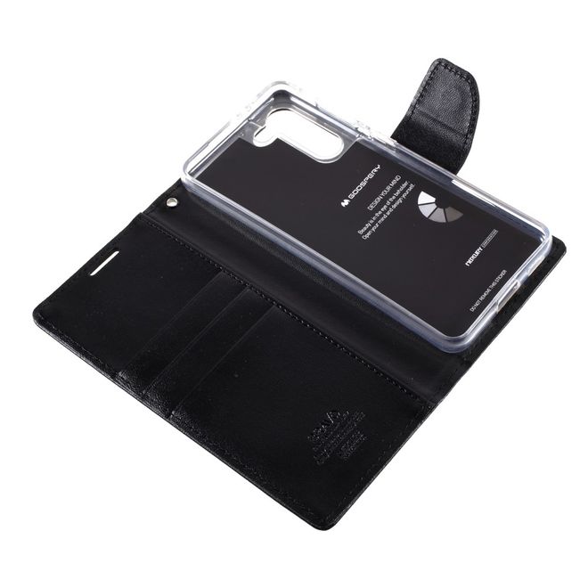 Goospery - Samsung Galaxy S21+ Hülle - Leder Bookcover - Bravo Diary Series - schwarz