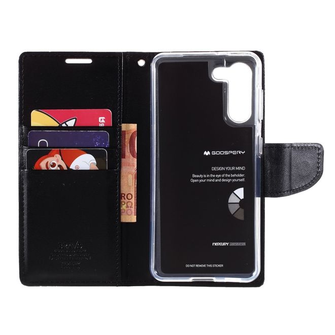Goospery - Samsung Galaxy S21+ Hülle - Leder Bookcover - Bravo Diary Series - schwarz
