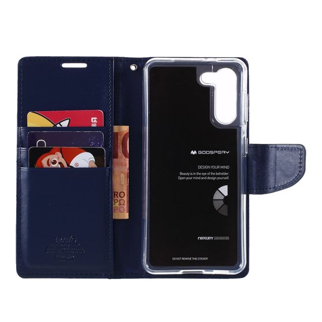Goospery - Samsung Galaxy S21+ Hülle - Leder Bookcover - Bravo Diary Series - navy